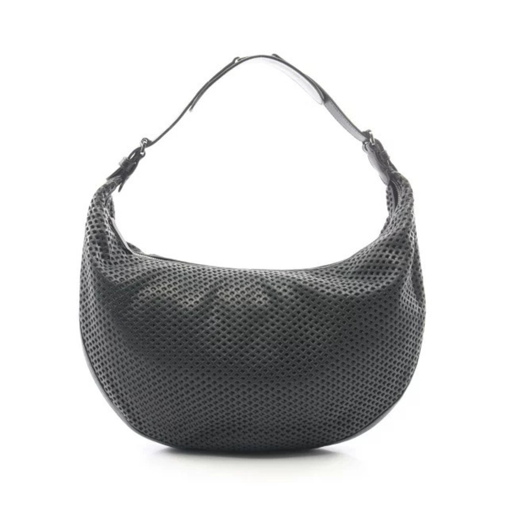 Christian Dior Mesh Hobo Bag Shoulder Leather Black